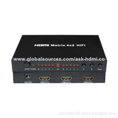 4 x 2 Hi-Fi HDMI Matrix with Stereo Audio Output, 5V DC/2A Power Supply
